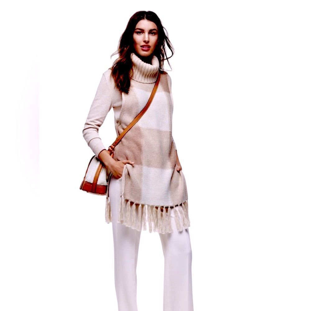 Adam Lippes For Target CowlNeck Knit Tunic Sleeveless SweaterTassels Aa3
